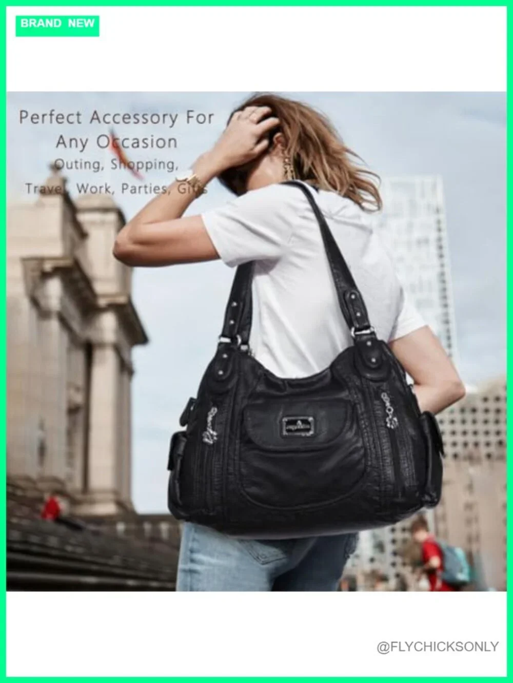 Large Hobo Tote Shoulder Bag Women Faux Leather Satchel Multipocket Purse